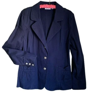 Damen Jacke D&Co Gr. L dunkelblau aufgesetzte Taschen gekerbtes Revers Jacket Bündchen - Bild 1 von 7