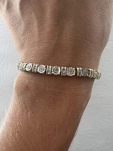 "Brazalete de tenis de diamantes de 0,46 quilates de oro sobre plata de ley 925 de 7,5""" - Imagen 1 de 13