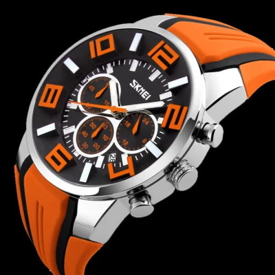 Luxury Men's Quartz Date Chronograph Sport Watch Waterproof Silicone Wristwatch - image 1 of 4