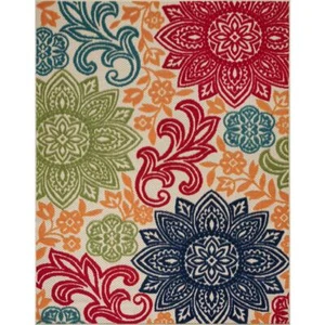 Oasis Floral Multi-Color 8 ft. x 10 ft. Indoor/Outdoor Area Rug - Picture 1 of 8