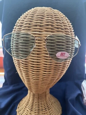 JUICY COUTURE AVIATOR STYLE GOLD FRAMED SUNGLASSES CUTE & SUMMER FUN READY NWT - Image 1 of 4