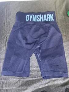 Gymshark Womens Biker Shorts Small Navy Elastic Waist Compression Logo - Picture 1 of 6
