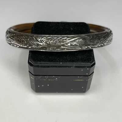 Vintage 925 Sterling Silver Bird Repusse Bamboo Oriental Bracelet 12.4g 2.5” - Image 1 of 4