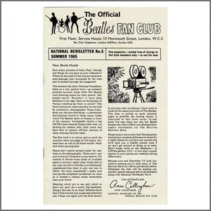 The Beatles Fan Club Summer 1965 Newsletter (UK) - Picture 1 of 2
