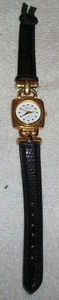 GALAXIE By Elgin Elegant Quartz Watch gold tone case, Leather Band. New Battery - Picture 1 of 4