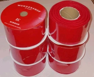 6pk Target Wondershop Wired Flocked Red Ribbon Spool Set Lot 126 Ft 2.5 In. - Picture 1 of 3