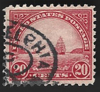 Scott# 567 20 Golden Gate with Fancy PHILADELPHIA PA. Oval cancel - (B-5) - Image 1 of 2