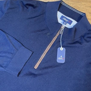 NWT johnnie-O Baron Lightweight Wool 1/4 Zip Pullover Sweater Navy Mens 4XL $228 - Picture 1 of 7