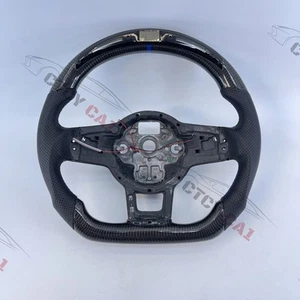 Custom Carbon Fiber Steering Wheel For VW MK7 MK 7.5 Golf GTI Jetta Polo 13-20 - Picture 1 of 9