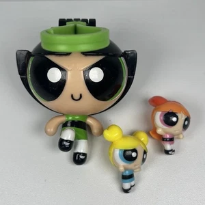 POWERPUFF GIRLS Buttercup Flick N Reveal Keychain Clip + 2x Mini Figures Vintage - Picture 1 of 4