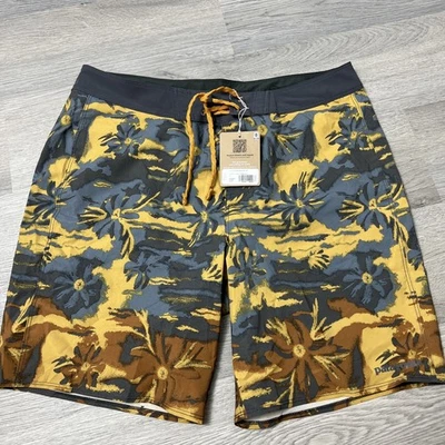 NUEVO Patagonia Hydropeak Boardshorts 18" Cliffs & Coves Dorado Para Hombre 32" Grande Foto 1 de 4