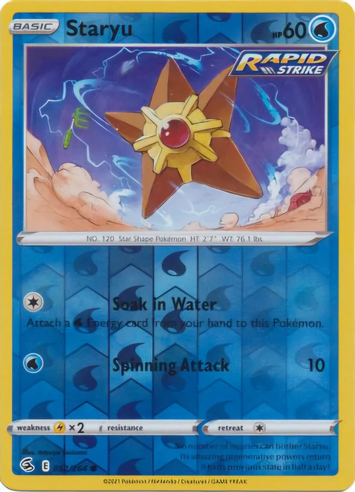 Staryu 052/264 Reverse Holo Fusion Strike Common Pokemon TCG NM - Image 1 of 1