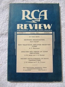Jan 1939 RCA REVIEW Journal RADIO PROGRESS Video Television Transmitter Sarnoff - Picture 1 of 2