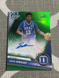 2023 Bowman Chrome University 1° Bowman Sean Stewart rifrattore verde automatico #/99 - Foto 1 di 10