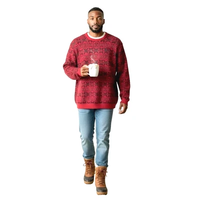 Suéter Pullover Nórdico Chaps Para Hombres Fair Isle XL Rojo Verde Copo de Nieve Navidad Foto 1 de 4