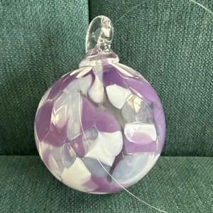 Arte soplado a mano vidrio colgante bruja orbe adorno de Navidad azul cobalto - Imagen 1 de 4