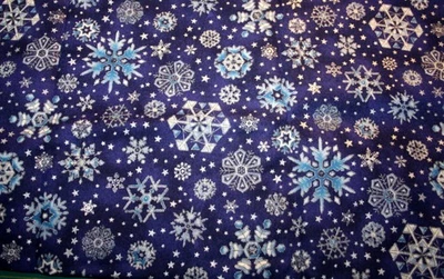 SILVER, WHITE AND BLUE SNOWFLAKES-SEASONS GREETINGS HOFFMAN - 100% COTTON FABRIC - Image 1 of 4