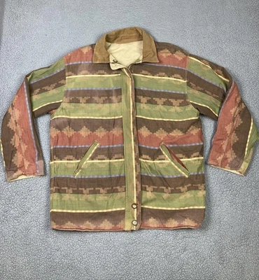 Chaqueta Brandon Thomas Mujer Grande Bronceada Reversible Suroeste Azteca Granero Abrigo Foto 1 de 4