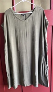 Túnica sin mangas Eileen Fisher mujer verde oliva 100 % seda bolsillos talla 2X - Imagen 1 de 9