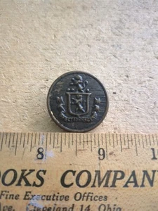 Brass Shank Button Spectemur Agendo Lion Crest Military 22mm 1" Vintage - Picture 1 of 3