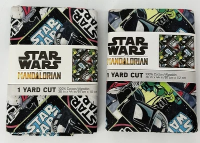 Lot Of 2 - New Star Wars Mandalorian 1 Yard Cut 36 x 44” 100% Cotton Fabric - Image 1 of 4