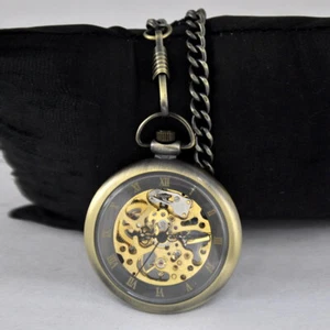 Skelett Automatik Mechanisch Durchsichtig Taschenuhr Retro Luxus Klassiker - Bild 1 von 4