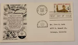 First Day Of Issue 1960 Boy Scouts Of America 4 Cent Postal Stationery Envelope - Picture 1 of 4