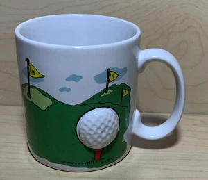 Vintage Russ Berrie 3D Golf Ball Coffee Mug Cup White Green Gift - Picture 1 of 6