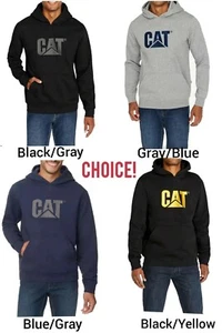 CATERPILLAR CAT LOGO HOODED SWEATSHIRT PULLOVER HOODIE HEAVY CHOOSE SIZE & COLOR - Picture 1 of 17