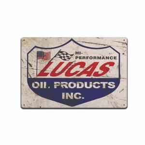 Letrero de aceite Lucas, gasolinera, garaje, tienda de automóviles, letrero de hojalata retro - Imagen 1 de 4
