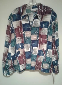 Vtg Alfred Dunner Womens 18W Color Block Windbreaker Jacket NWT - Picture 1 of 4