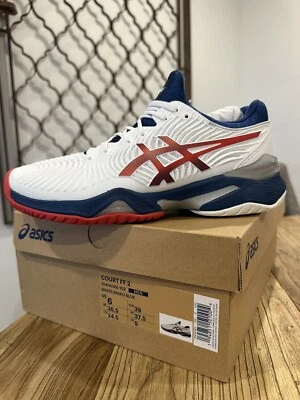 Tênis masculino Asics Court FF 2 branco tamanho 6 branco azul Mako novo na caixa! - Imagem 1 de 4