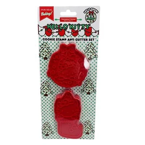 Hello Kitty Christmas Cookie Cutter & Stamp Set Stocking And Holiday Wreath 4 Pc - Picture 1 of 13