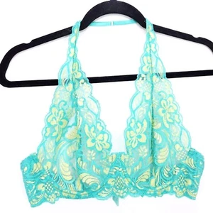 Fredericks of Hollywood Bra Boho Lace Adjustable Halter Strap Large Green - Picture 1 of 13