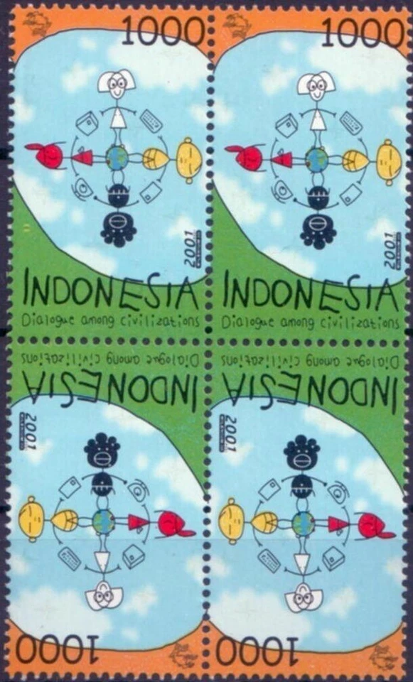 Indonesia #Mi2139 MNH Bloque 2001 Diálogo entre Civilizaciones [Tete-Beche][1974] Foto 1 de 1