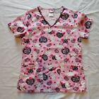 Hello Kitty Scrub Top Size XS Womens Pink  Hearts Lace Medical Dental 3 Pockets