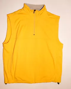 Men's medium solid yellow PING golf polyester 1/4 zip pullover two pocket vest - Picture 1 of 4