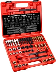 Juego de 49 piezas de cazadores de roscas UNF UNC métrico y SAE kit restaurador de reparación de roscas con estuche - Imagen 1 de 9