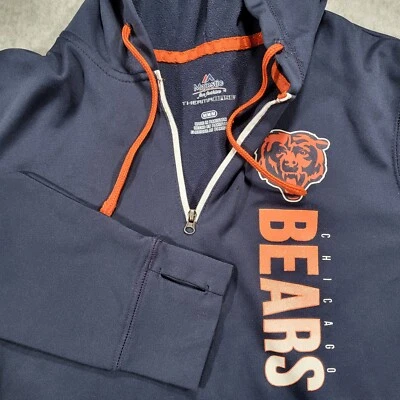 Sudadera con Capucha Chicago Bears Azul Marino Thermabase 1/4 Cremallera Para Mujer Mediana Majestuosa Fan Moda Foto 1 de 4