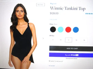 🏖️ $148 Miraclesuit Winnie Tankini Top black NEW size 16 💞👀😀 Magicsuit - Picture 1 of 9