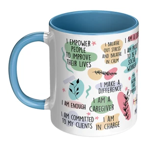 Sozialarbeiter tägliche Affirmationen positive psychische Gesundheit Therapeut Kaffeebecher - Bild 1 von 14