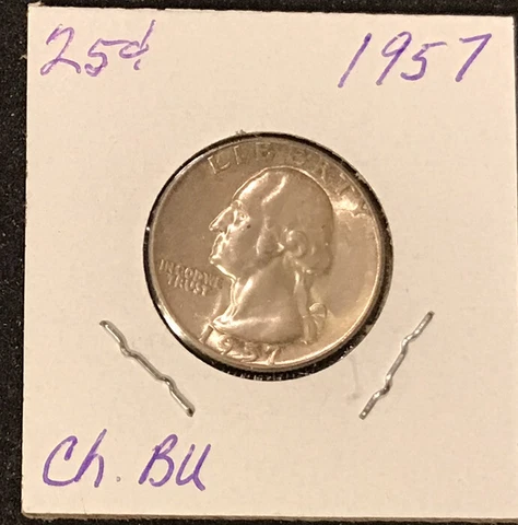 1957 Washington Silver Quarter Dollar Choice BU Free Shipping Cover