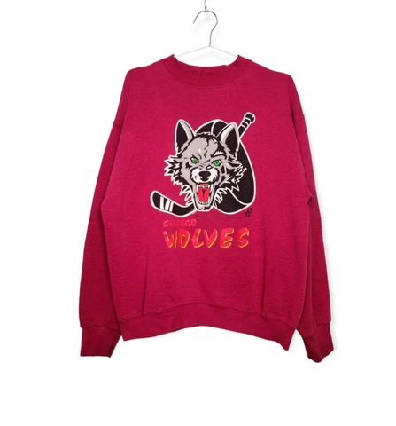 Vintage Chicago Wolves Sweatshirt Hockey 90s Sports Sweater IHL Size XL Cover
