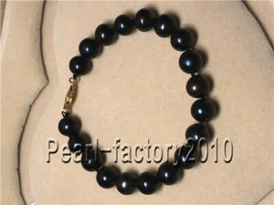 AAA 7-8MM MAR SUR PULSERA PERLAS NEGRAS 7.5-8" ORO 14K - Imagen 1 de 3