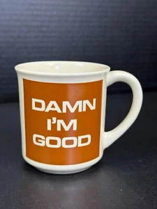 VTG 70’s Damn I'm Good Message Mug Ceramic Brown and Tan 10 Oz Great Condition - Picture 1 of 8