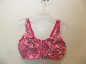 NWOT Comfort Choice Cotton Wireless Front Close Pink Multi Bra Size 38DDD - Picture 1 of 2