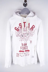 G-Star Raw Denim DUSTER HOODED Men Hoodie Casual White Cotton Pullover size M - Picture 1 of 9