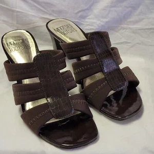 Mootsies Tootsies MOFRENZZI Heels Women's Size 6M Brown Fabric Leather - Picture 1 of 8
