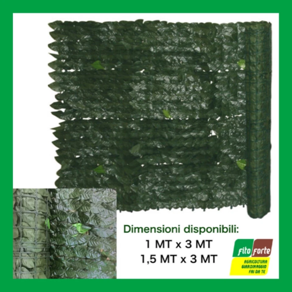EDERA SIEPE FINTA ROTOLO EVERGREEN ARTIFICIALE SINTETICA BALCONE ARELLA CON RETE - Immagine 1 di 1