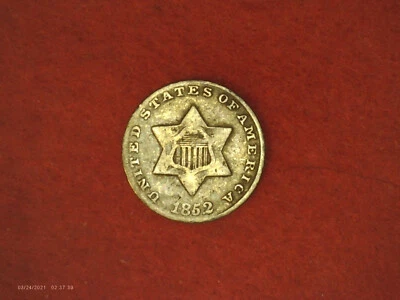 1852 " Trime" Silver 3 Cent Peice - Image 1 of 2